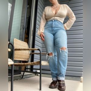 Cream corset-style blouse